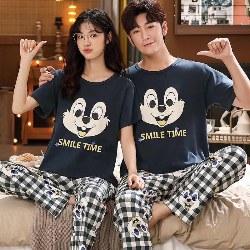 Plus Size Couple Short Sleeve Long Pants Cotton Pajama Sets For Men Summer Korean Cute Cartoon Sleepwear Homewear Women Clothes
Plus Size Couple Short Sleeve Long Pants Cotton Pajama Sets For Men Summer Korean Cute Cartoon Sleepwear Homewear Women Clothes