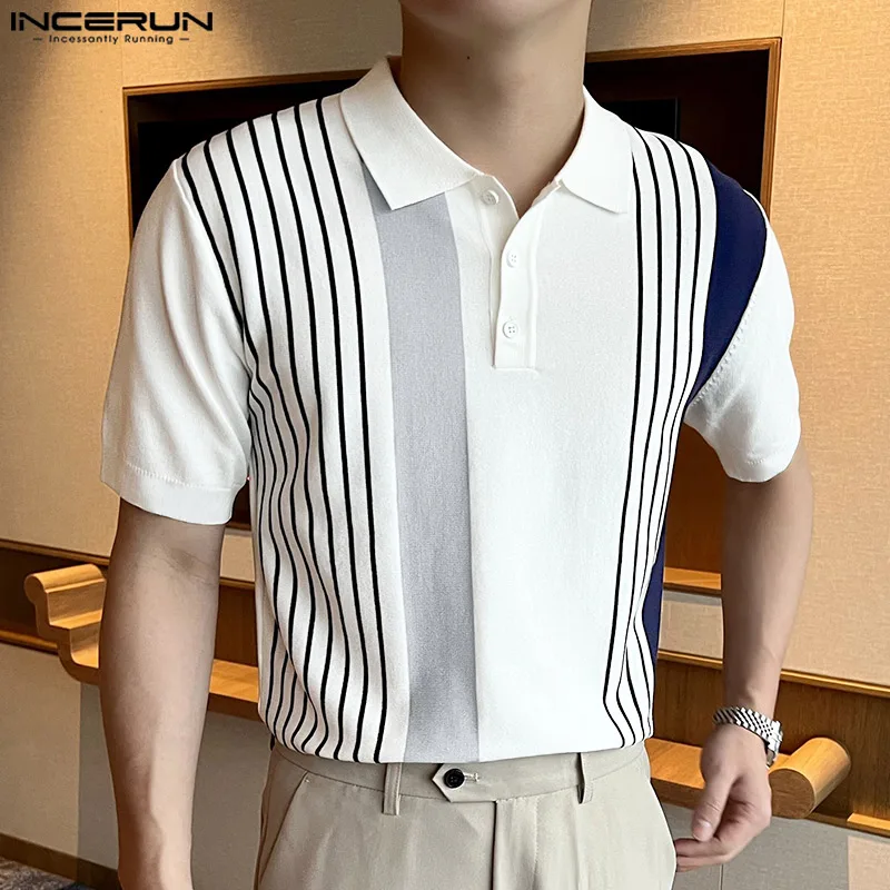 Fashion Casual Style Tops INCERUN New Men Personality Striped Knitted Blouse Streetwear Hot Sale Male Short Sleeved Shirts S-5XL
Fashion Casual Style Tops INCERUN New Men Personality Striped Knitted Blouse Streetwear Hot Sale Male Short Sleeved Shirts S-5XL