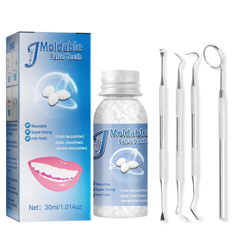 

30ml Resin Temporary Tooth Repair Granules Teeth Gaps Missing Broken Tooth False Teeth Filling Moldable Solid Glue Dental Care