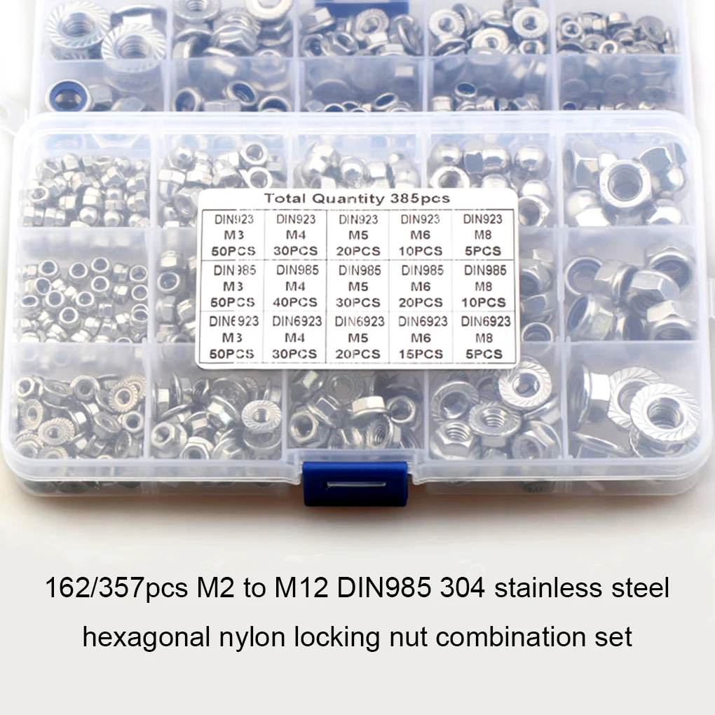 385 шт. шестигранные вставные блокировочные гайки, водонепроницаемый резьбовой Nylock, набор блокировочных гаек
385 шт. шестигранные вставные блокировочные гайки, водонепроницаемый резьбовой Nylock, набор блокировочных гаек