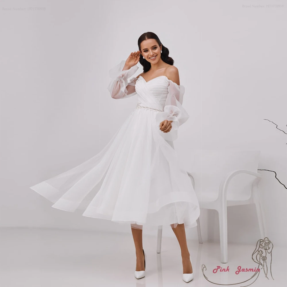 White Strapless Wedding Dresses for Women 2023 New Pleat Beading Lace Up Full Sleeve Mid Calf Bridal Gowns Vestidos De Novia
White Strapless Wedding Dresses for Women 2023 New Pleat Beading Lace Up Full Sleeve Mid Calf Bridal Gowns Vestidos De Novia