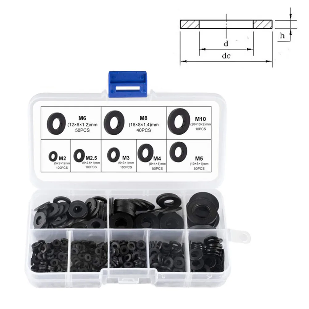 500pcs/box Washer Nylon 9 Different Sizes Flat Washers Flat Ring Washer Seal Hose Gaskets Metric Bolt Srew Kit M2-M10
500pcs/box Washer Nylon 9 Different Sizes Flat Washers Flat Ring Washer Seal Hose Gaskets Metric Bolt Srew Kit M2-M10