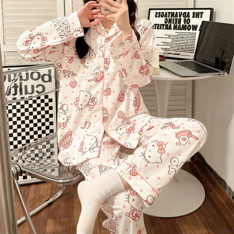 Sanrio Hello Kitty Pajamas Women Kawaii Kt Cat Spring Autumn Long Sleeve Pajamas Cartoon Cotton Home Wear Suit My Melody
Sanrio Hello Kitty Pajamas Women Kawaii Kt Cat Spring Autumn Long Sleeve Pajamas Cartoon Cotton Home Wear Suit My Melody
