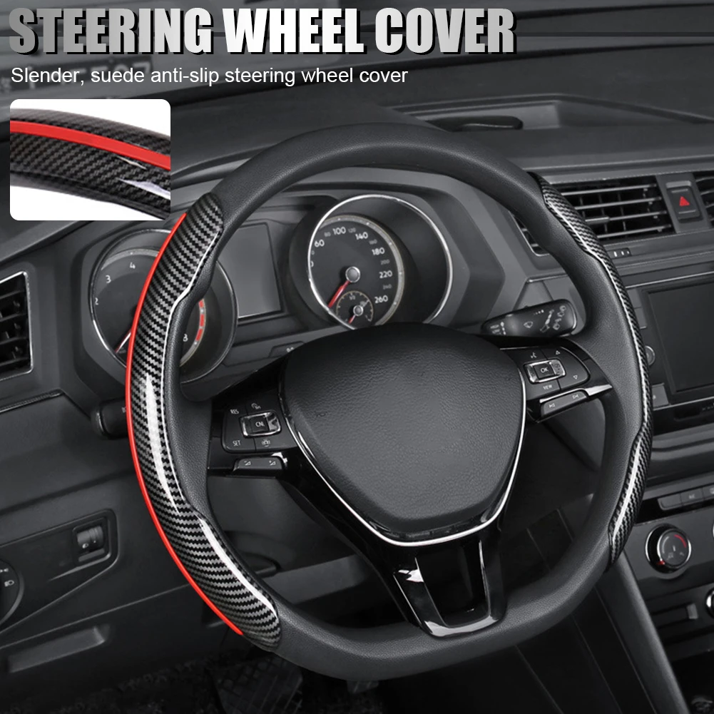 38cm Universal Steering Wheel Cover Non-Slip Carbon Fiber Plastic Steering Wheel Cover Protection Slip On Car Interior Parts
38cm Universal Steering Wheel Cover Non-Slip Carbon Fiber Plastic Steering Wheel Cover Protection Slip On Car Interior Parts