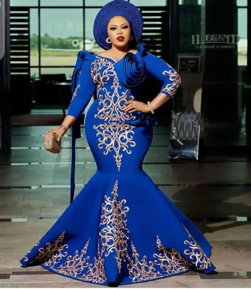 Royal Blue Arabic Mermaid Evening Dresses Robe De Soiree Satin Mother of the Bride Gowns Women Formal Party Dress with Sleeves
Royal Blue Arabic Mermaid Evening Dresses Robe De Soiree Satin Mother of the Bride Gowns Women Formal Party Dress with Sleeves