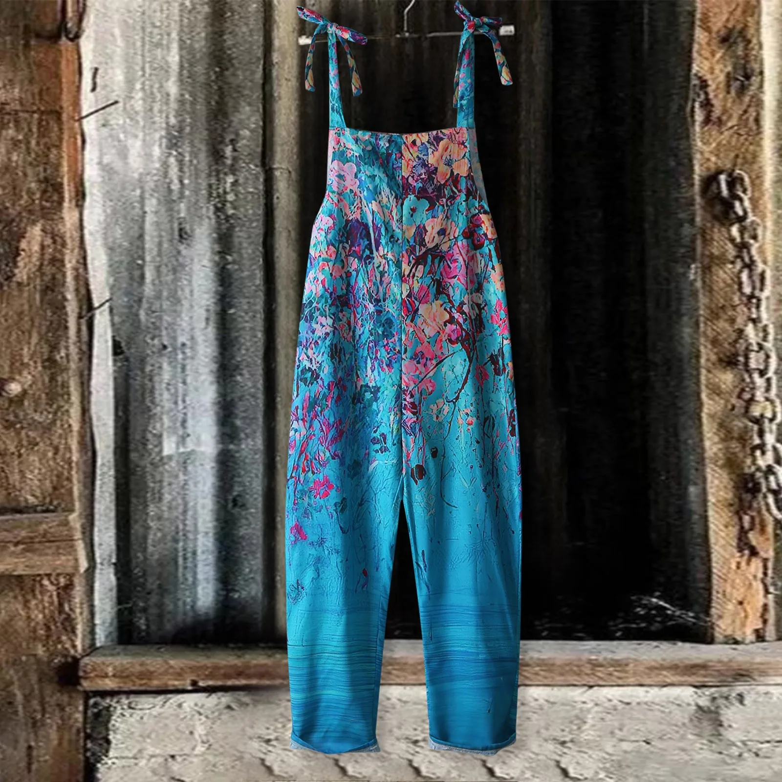 Vintage Women Summer Loose Casual Printed Sleeveless Adjustable Spaghetti Strap Jumpsuits Stretchy Shorts Combinaison Femme 
Vintage Women Summer Loose Casual Printed Sleeveless Adjustable Spaghetti Strap Jumpsuits Stretchy Shorts Combinaison Femme