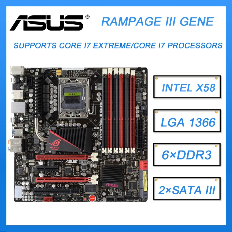 Motherboard LGA 1366 ASUS Rampage III GENE LGA 1366 Motherboard DDR3 Intel X58 24GB USB3.0 ATX For Core i7 940 cpus
Motherboard LGA 1366 ASUS Rampage III GENE LGA 1366 Motherboard DDR3 Intel X58 24GB USB3.0 ATX For Core i7 940 cpus