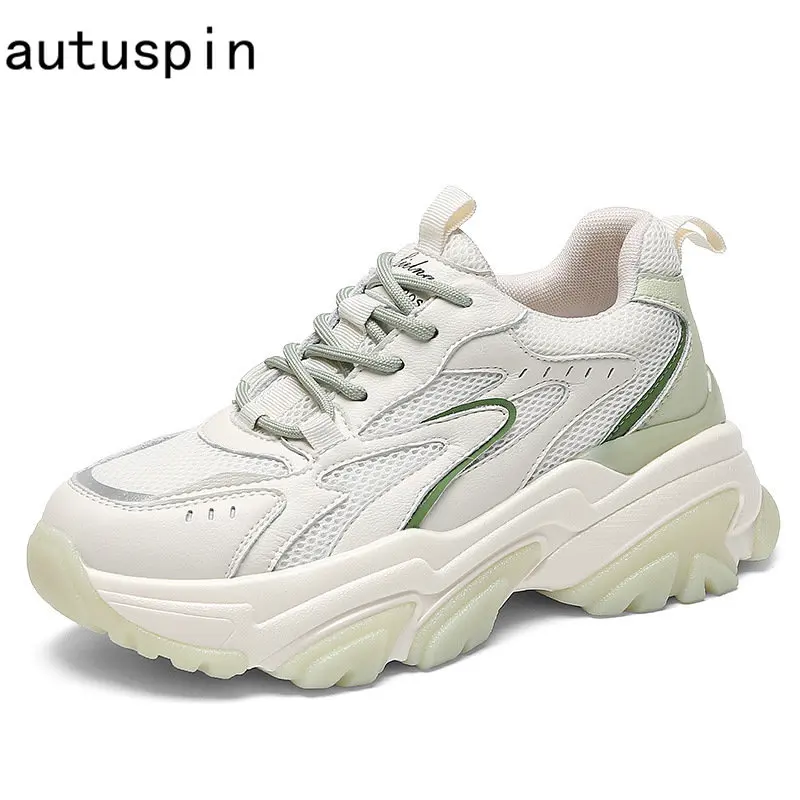 Autuspin Women Sneakers Four Season Casual Lace-Up Genuine Leather Platform Flats Sport Shoes New Design Mesh Footwear Fashion
Autuspin Women Sneakers Four Season Casual Lace-Up Genuine Leather Platform Flats Sport Shoes New Design Mesh Footwear Fashion