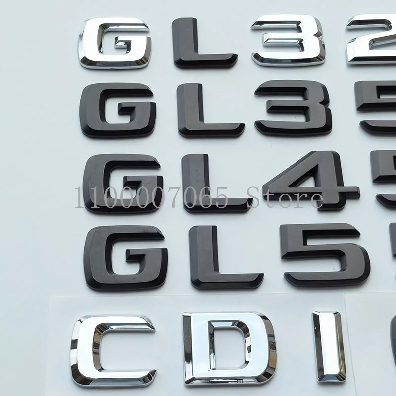 2013 Old Letters Numbers ABS Emblem for Mercedes Benz GL320 GL350 GL450 GL500 GL550 GL63 V8 Bitrubo Car Trunk Nameplate Sticker |