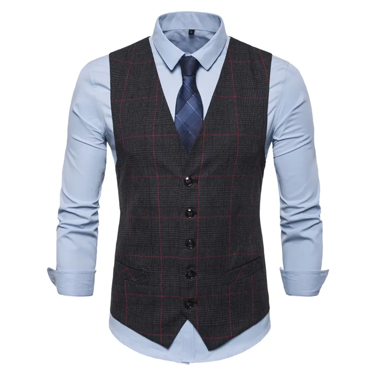 European Size New Men's Suit Vest Men's Youth Casual Business V-neck Plaid Vest Men's Spring and Autumn Tank Tops Vests
European Size New Men's Suit Vest Men's Youth Casual Business V-neck Plaid Vest Men's Spring and Autumn Tank Tops Vests