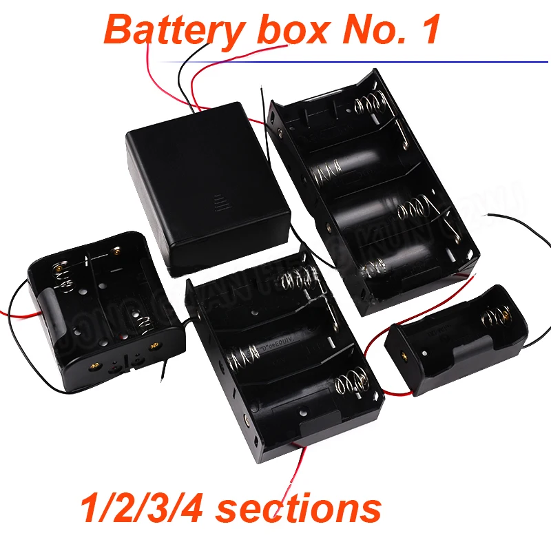 

No.1 1/2/3/4 Section Battery Box With Switch Battery Compartment Battery Holder Large Battery Storage Box No.1