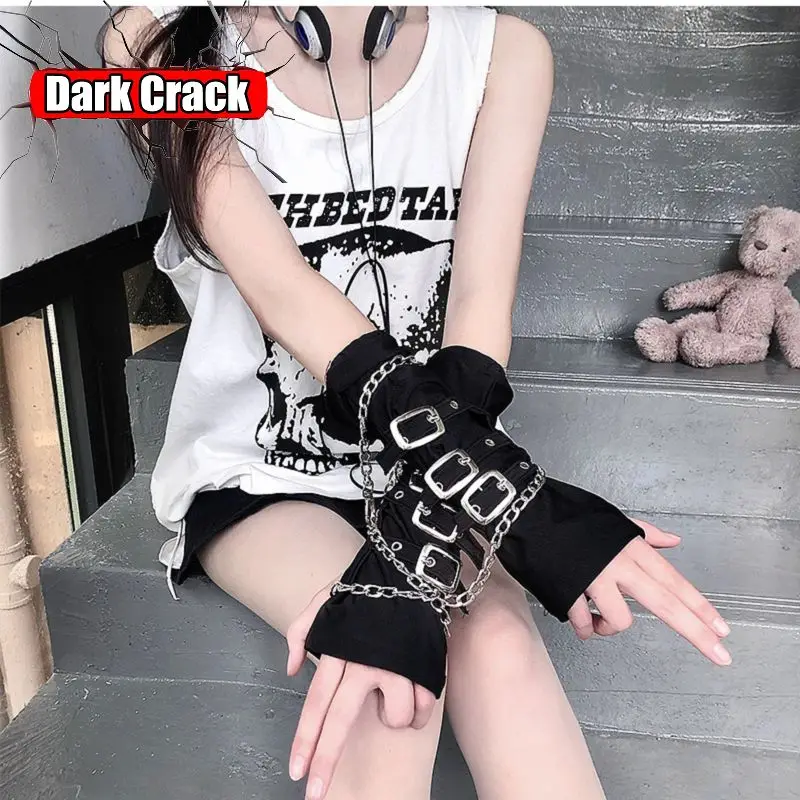 

Женские вязаные перчатки Y2K, в стиле панк, готика, Лолита, ангел, милые, Харадзюку, рукава для рук, солнцезащитные рукава, весенне-летние перчатки для девочек