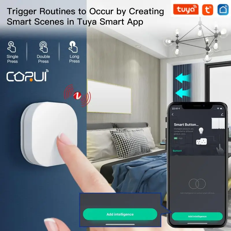 CORUI Tuya ZigBee Smart Button Switch Wireless Remote Switch Controller Multi-scene Linkage Smart Switch Smart Home Smart Life
CORUI Tuya ZigBee Smart Button Switch Wireless Remote Switch Controller Multi-scene Linkage Smart Switch Smart Home Smart Life