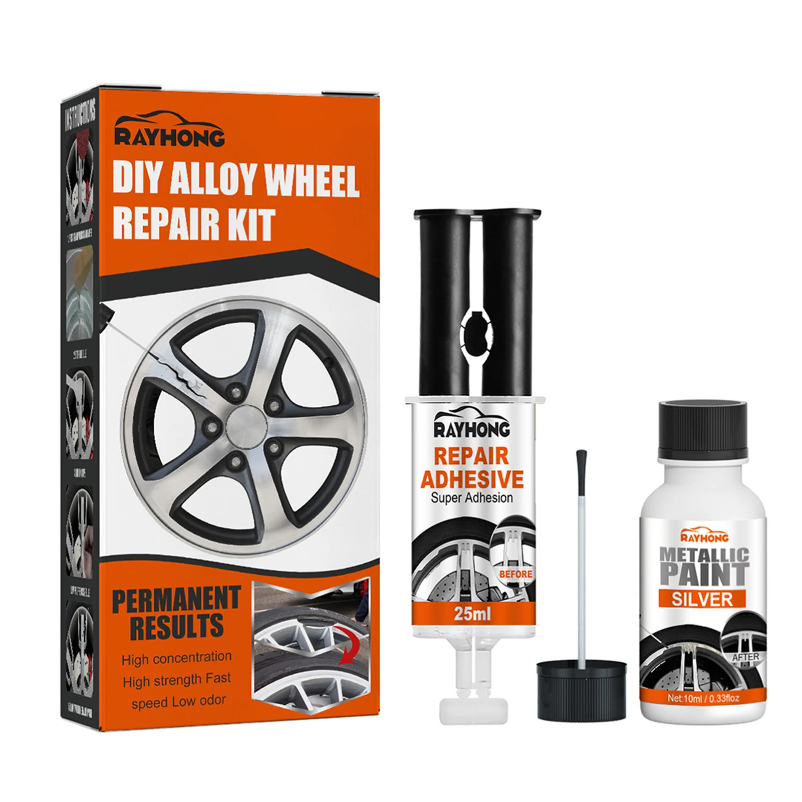 Alloy Wheel Repair Kit Wheel Repair Adhesive Kit Fast Repair Scratches Repairing Polish Spray For Auto Car Wheel Car Rim Repair
Alloy Wheel Repair Kit Wheel Repair Adhesive Kit Fast Repair Scratches Repairing Polish Spray For Auto Car Wheel Car Rim Repair