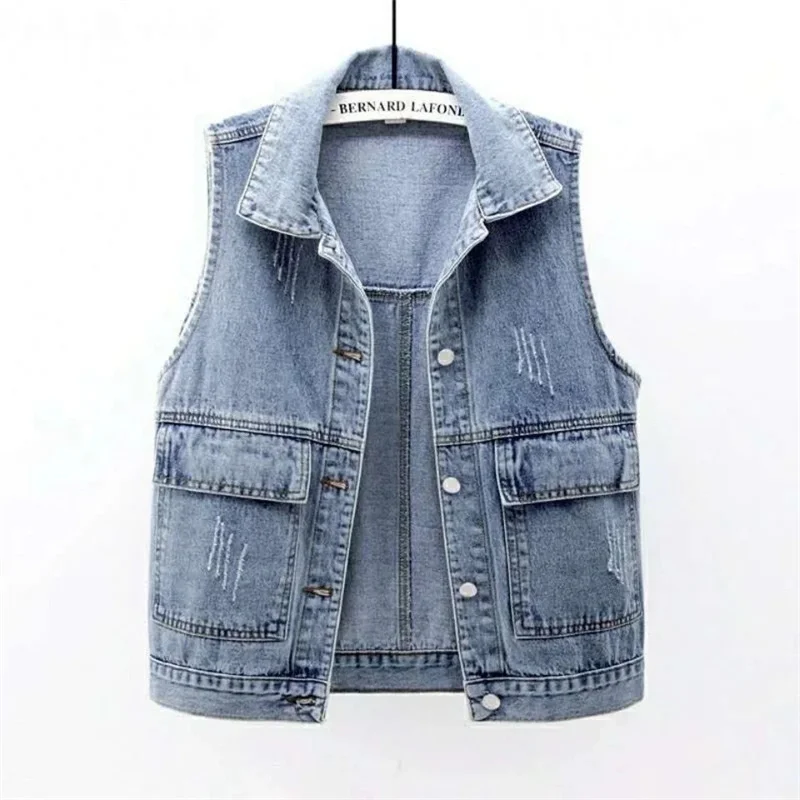 Size 5XL Denim Vest Women's Short 2022 Spring And Summer New Simple Large Pocket Sleeveless Vest All-Match Loose Top Cardig
Size 5XL Denim Vest Women's Short 2022 Spring And Summer New Simple Large Pocket Sleeveless Vest All-Match Loose Top Cardig