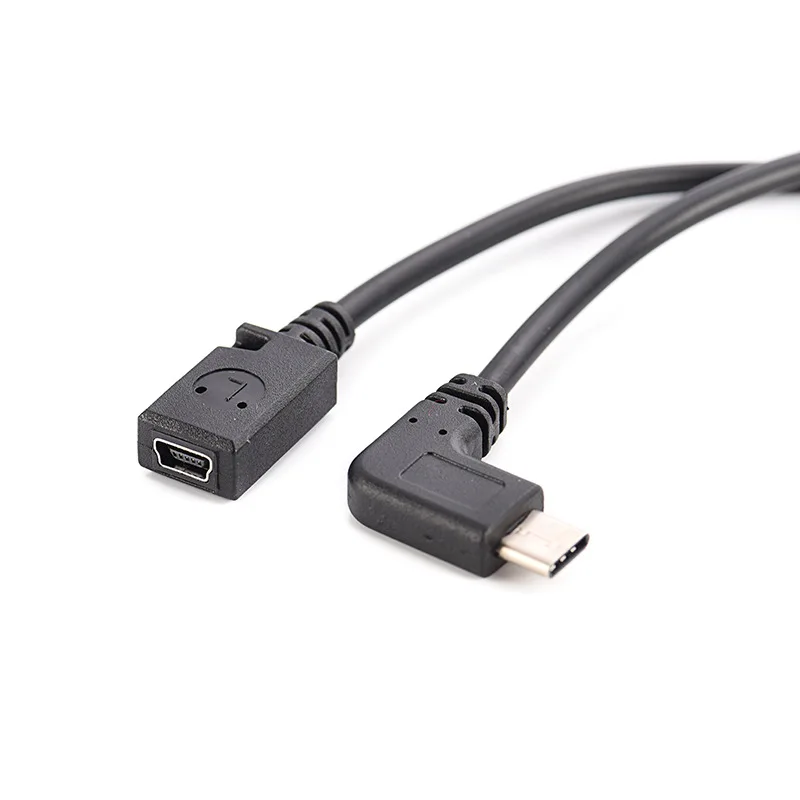 90 degree elbow USB Type C male to mini5p female phone data extension charging cable adapter extension cable
90 degree elbow USB Type C male to mini5p female phone data extension charging cable adapter extension cable