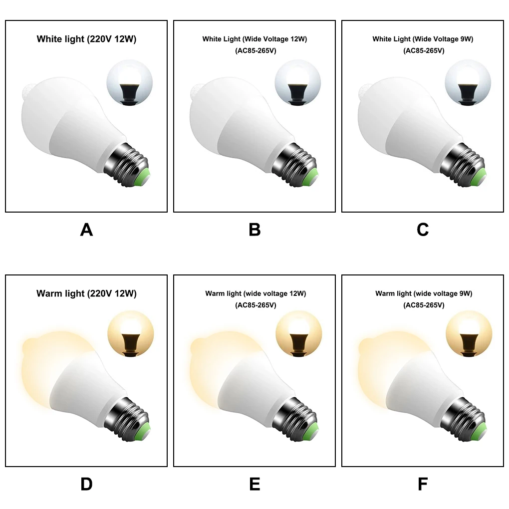Light LED Auto On/Off PIR Motion Sensor Bulb Energy-saving Replacement Sensitive Automatic Lighting Warm AC85-265V 9W
Light LED Auto On/Off PIR Motion Sensor Bulb Energy-saving Replacement Sensitive Automatic Lighting Warm AC85-265V 9W