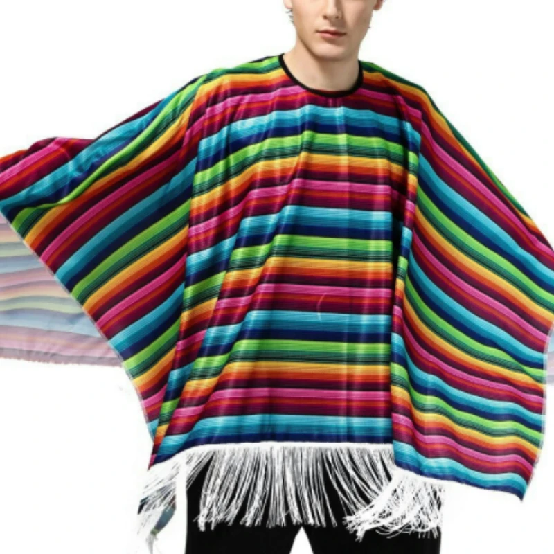 Rainbow Colorful Stripted Halloween Cosplay Costumes Kids Adult Mexican Cloak Clothes Hawaii Clothing Performance
Rainbow Colorful Stripted Halloween Cosplay Costumes Kids Adult Mexican Cloak Clothes Hawaii Clothing Performance