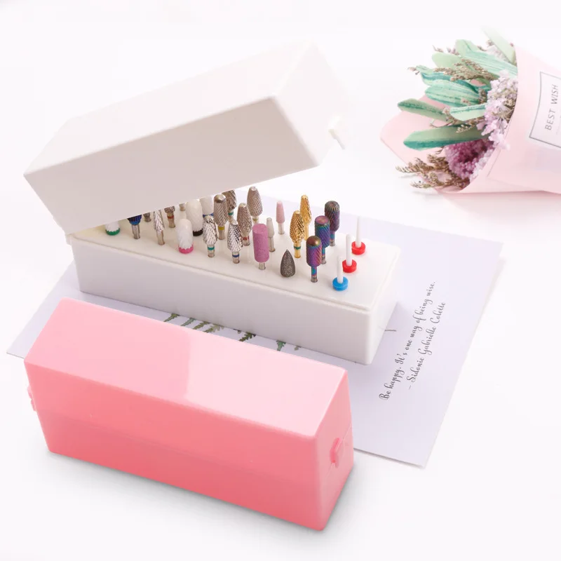 

Nail Drill Bits Holder Dustproof Stand Displayer Organizer Container 30 Holes Manicure Tools Case Box for Acrylic Nail Drill Bit