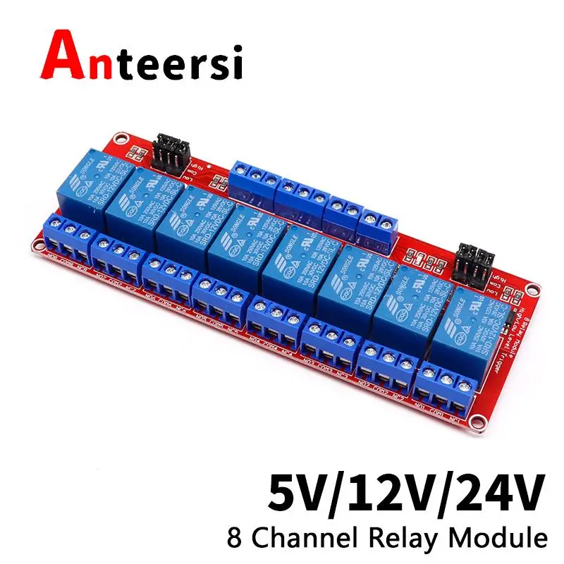 8 channels 5V12V24V relay module with optocoupler isolation support high and low level trigger expansion board
8 channels 5V12V24V relay module with optocoupler isolation support high and low level trigger expansion board