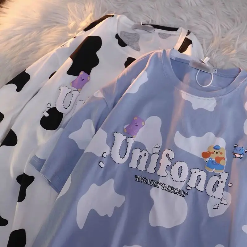 2022 New Summer Cow Tie-Dye Short-Sleeved T-Shirt Female Harajuku Printed Letters Cute Half-Sleeved y2k Top Tees woman
2022 New Summer Cow Tie-Dye Short-Sleeved T-Shirt Female Harajuku Printed Letters Cute Half-Sleeved y2k Top Tees woman