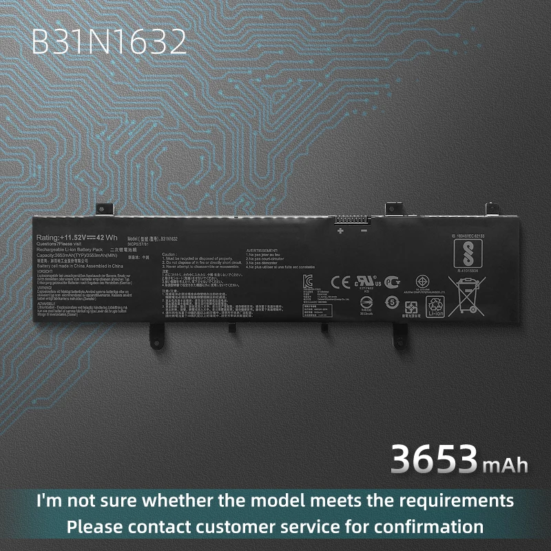 Новый оригинальный аккумулятор B31N1632 для ноутбука ASUS ZenBook 14 X405 X405U X405UA 3ICP5/11,52 0B200-02540000 X405UR X405UQ, 57/81 в, 42 Вт/ч
Новый оригинальный аккумулятор B31N1632 для ноутбука ASUS ZenBook 14 X405 X405U X405UA 3ICP5/11,52 0B200-02540000 X405UR X405UQ, 57/81 в, 42 Вт/ч