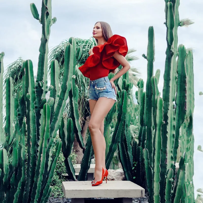 Fashion Sloping Shoulder Lotus Leaf Lace Solid Color Slim Pants for Women Skinny Ruffles Mesh Solid Color Bodysuits
Fashion Sloping Shoulder Lotus Leaf Lace Solid Color Slim Pants for Women Skinny Ruffles Mesh Solid Color Bodysuits
