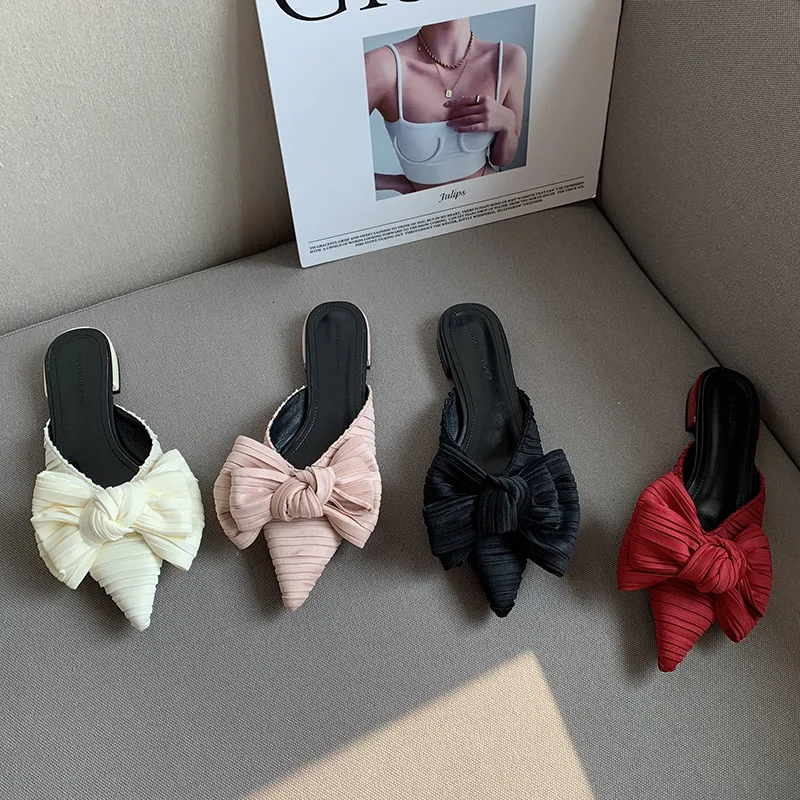 2022 New Sweet Women Korean Butterfly Knots Pointed Toe Flat Slippers Pink Low Heels Closed Toe Slides Slip On Mules Prom Shoes
2022 New Sweet Women Korean Butterfly Knots Pointed Toe Flat Slippers Pink Low Heels Closed Toe Slides Slip On Mules Prom Shoes