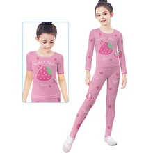 New Long Sleeve Dance Underwear Suit Kids Children Girls High Elastic Toddler Gymnastics Ballet Dance Bodysuit Cut Fruit Pattern
