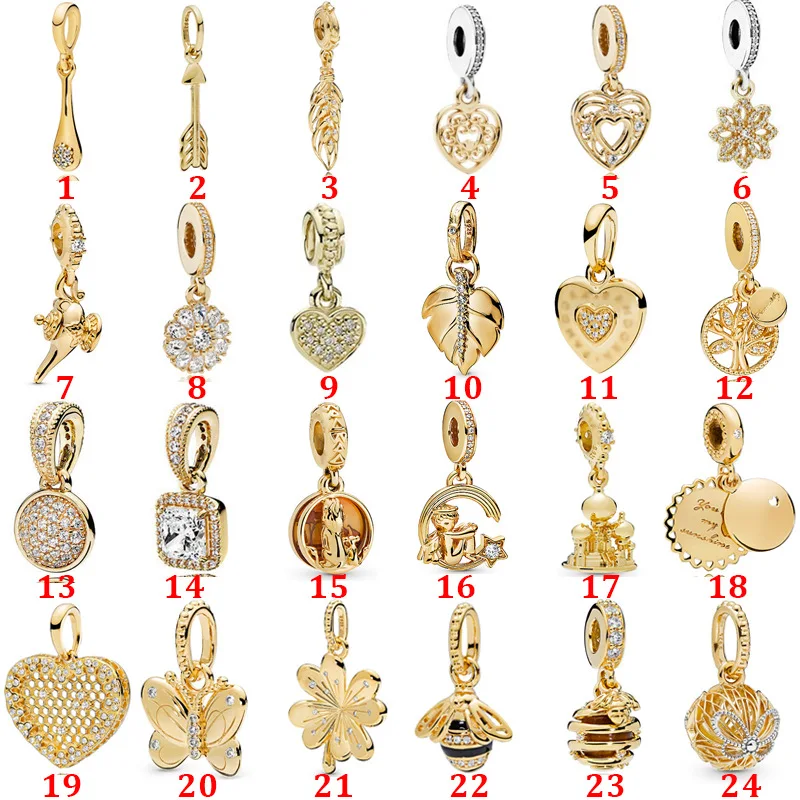 

Shine gold Color Sweet Honey Charm Queen Bee Pendant Castle Charms 925 Sterling Silver Fit Pandora Bracelet DIY Jewelry Making