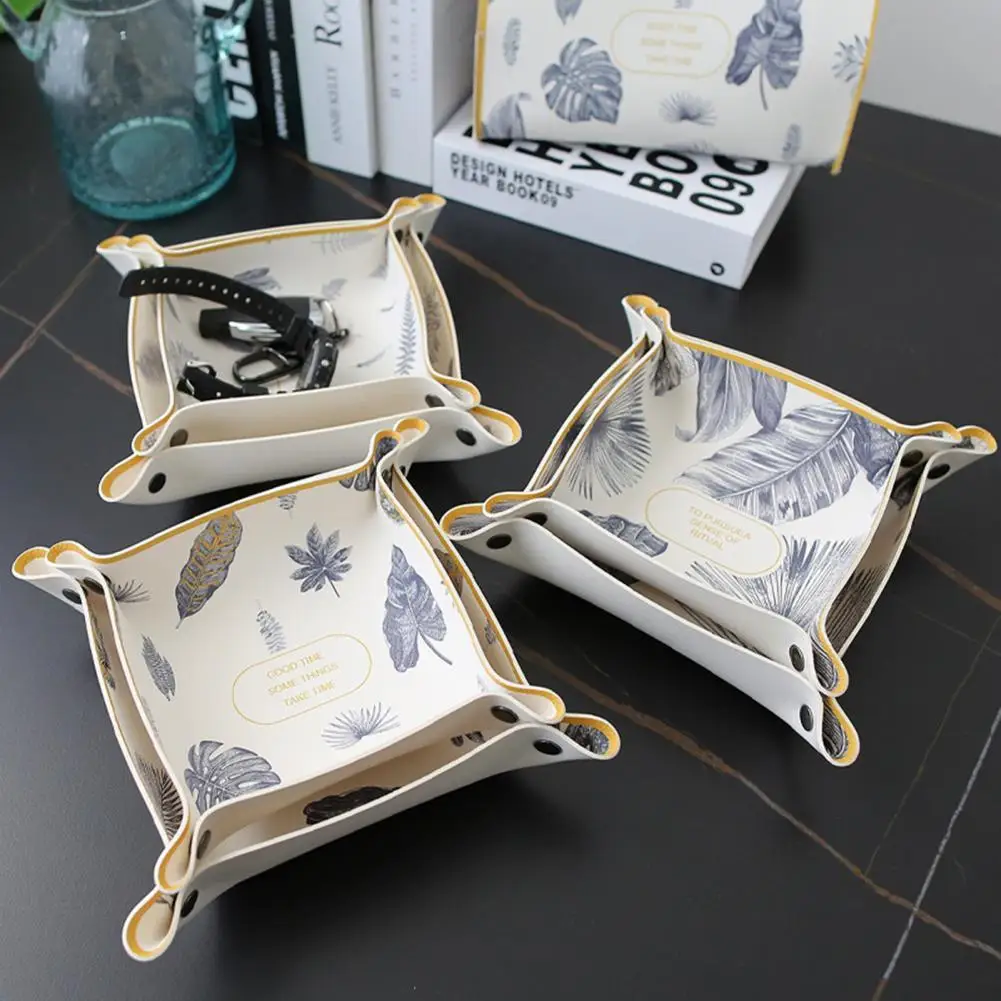 Faux Leather Folding Tray Cosmetic Jewelry Storage Box Home Living Room Bedroom Desktop Key Coin Watches Plate Sundries Decor
Faux Leather Folding Tray Cosmetic Jewelry Storage Box Home Living Room Bedroom Desktop Key Coin Watches Plate Sundries Decor