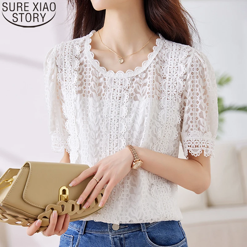 Sweet White Lace Blouse Summer Short Sleeve New French Style Chic O-neck Puff Sleeve Shirt Women Clothing Casual Blusas 21826
Sweet White Lace Blouse Summer Short Sleeve New French Style Chic O-neck Puff Sleeve Shirt Women Clothing Casual Blusas 21826