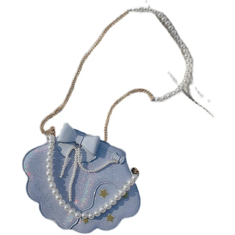 Fashion Japanese Cute Lolita Bowknot Shell bag Women Kawaii Sweet Lovely Pearl Chain Shoulder Crossbody Bag Girls Phone Handbags
Fashion Japanese Cute Lolita Bowknot Shell bag Women Kawaii Sweet Lovely Pearl Chain Shoulder Crossbody Bag Girls Phone Handbags