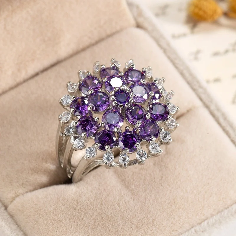 2022 New Fashion Purple Color Flowers Zircon Rings for Women Simple Personality Engagement Ring Birthday Party Jewelry Gifts
2022 New Fashion Purple Color Flowers Zircon Rings for Women Simple Personality Engagement Ring Birthday Party Jewelry Gifts