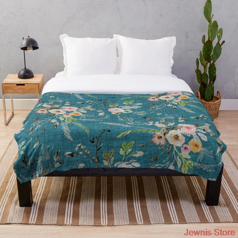 La Boheme Teal Floral Throw Blanket Creative Printed Soft Bath For Travel Blanket four season Outdoor Bedspread On The Bed
La Boheme Teal Floral Throw Blanket Creative Printed Soft Bath For Travel Blanket four season Outdoor Bedspread On The Bed