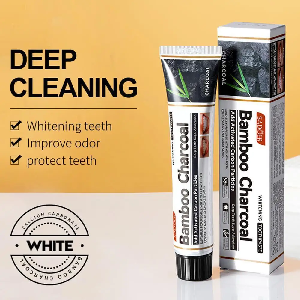

New Teeth Whitening Toothpaste Deep Cleansing Oral Protect Care Refreshing Gums Mint Bamboo Charcoal Cleaning Teeth Oral Hy S6T6