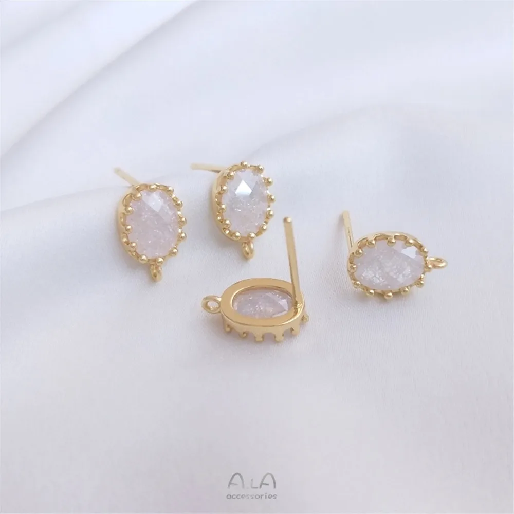 14K gold-encrusted zircon crystal oval with hanging ring DIY earrings 925 silver pin DIY earrings material
14K gold-encrusted zircon crystal oval with hanging ring DIY earrings 925 silver pin DIY earrings material