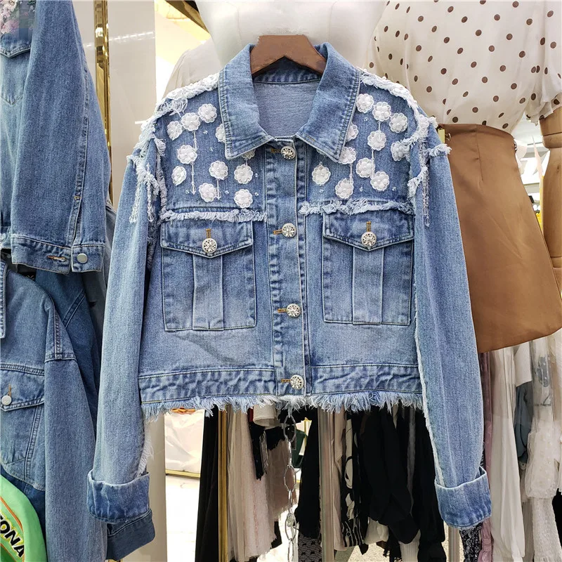 Korean Fashion White Denim Jackets Women Vintage Blue Frayed Cowboy Outerwear Loose Short Big Pocket Jeans Jacket Coat Female
Korean Fashion White Denim Jackets Women Vintage Blue Frayed Cowboy Outerwear Loose Short Big Pocket Jeans Jacket Coat Female