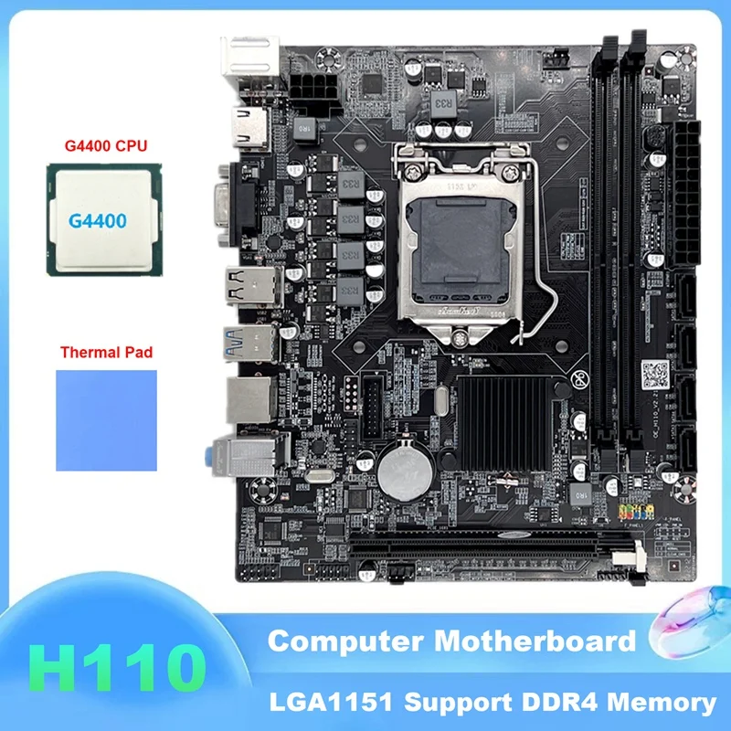 H110 Computer Motherboard LGA1151 Supports Celeron G3900 G3930 CPU Supports DDR4 Memory With G4400 CPU+Thermal Pad
H110 Computer Motherboard LGA1151 Supports Celeron G3900 G3930 CPU Supports DDR4 Memory With G4400 CPU+Thermal Pad