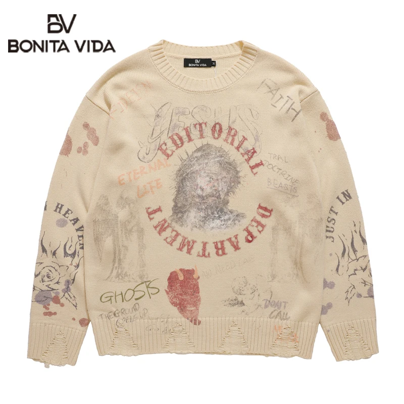 Hip Hop Gothic Oversized Sweater Grunge Streetwear Vintage Graffiti Print Knitted Sweater 2022 Men Harajuku Autumn Sweater Black
Hip Hop Gothic Oversized Sweater Grunge Streetwear Vintage Graffiti Print Knitted Sweater 2022 Men Harajuku Autumn Sweater Black