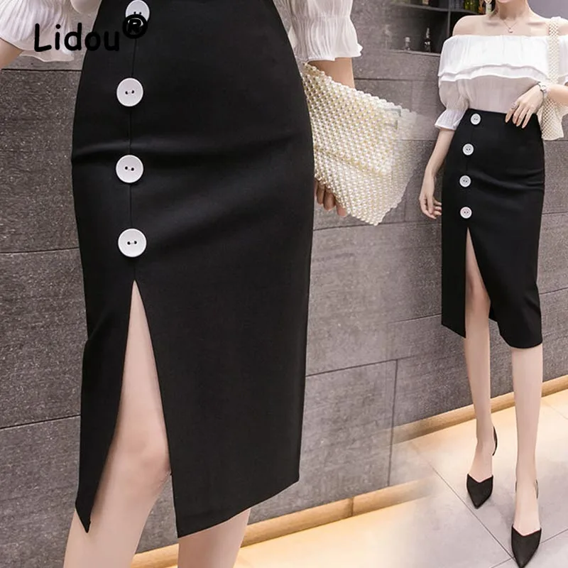2022 Fashion New Women's Korean Version Elegant Commuting Slim Fit Hip Wrap Skirt Button Sexy Split Elastic High Waist Skirt
2022 Fashion New Women's Korean Version Elegant Commuting Slim Fit Hip Wrap Skirt Button Sexy Split Elastic High Waist Skirt