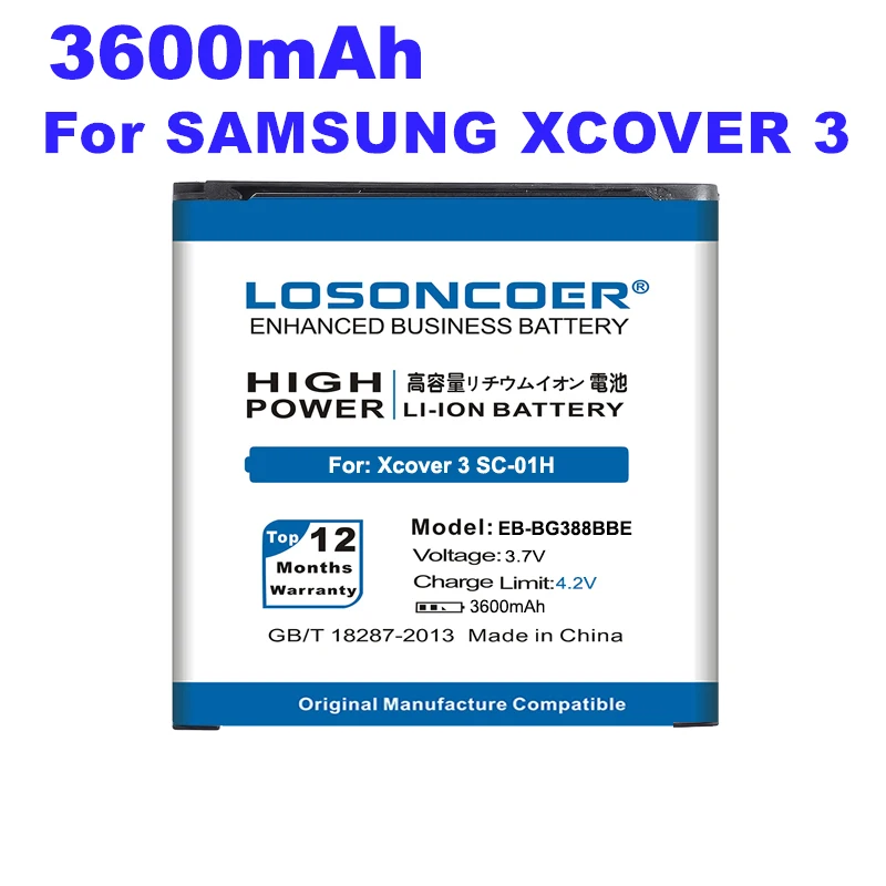 Аккумулятор LOSONCOER 3600 мАч для Samsung Galaxy Xcover 3 G388 G388F G389F SC-01H G388D N533 аккумулятор