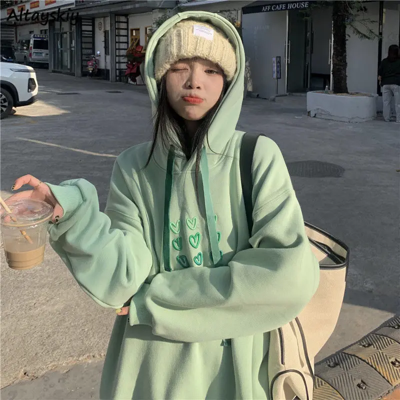 Hoodies Women Design Love-embroidery Thicker Sweatshirts High Street Harajuku Keep Warm Loose Hooded Outwear Students Hot Sale
Hoodies Women Design Love-embroidery Thicker Sweatshirts High Street Harajuku Keep Warm Loose Hooded Outwear Students Hot Sale