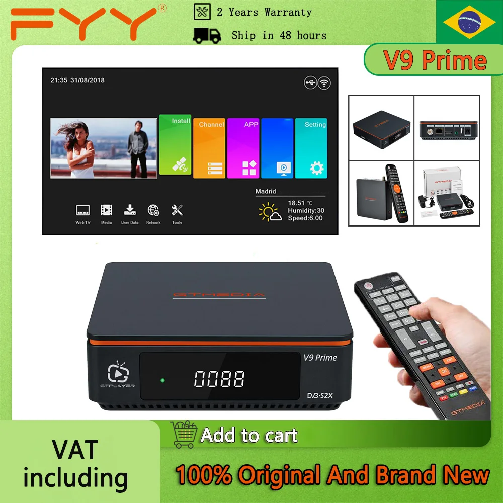 GTMEDIA V9 Prime Digital Satellite TV Receiver DVB-S/S2/S2X 1080P HD Decoder Tuner Built in Wi-Fi Support Multi-stream T2MI CCAM
GTMEDIA V9 Prime Digital Satellite TV Receiver DVB-S/S2/S2X 1080P HD Decoder Tuner Built in Wi-Fi Support Multi-stream T2MI CCAM