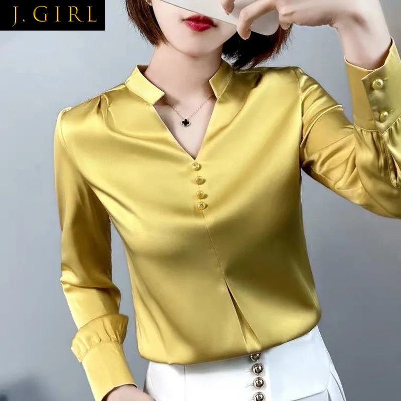 Elegant Fashion Office Lady Satin Shirt Women Clothing 2022 Spring New Commuter Casual Long Sleeve Loose V-Neck Pullover Blouse
Elegant Fashion Office Lady Satin Shirt Women Clothing 2022 Spring New Commuter Casual Long Sleeve Loose V-Neck Pullover Blouse