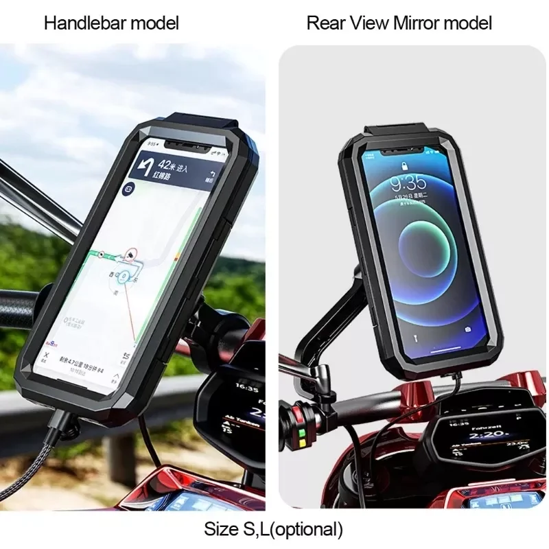 2023 Waterproof Case Bike Motorcycle Phone Holder Wireless Charger Handlebar Rear View Mirror 3 to 6.8" Cellphone Mount Bag
2023 Waterproof Case Bike Motorcycle Phone Holder Wireless Charger Handlebar Rear View Mirror 3 to 6.8" Cellphone Mount Bag