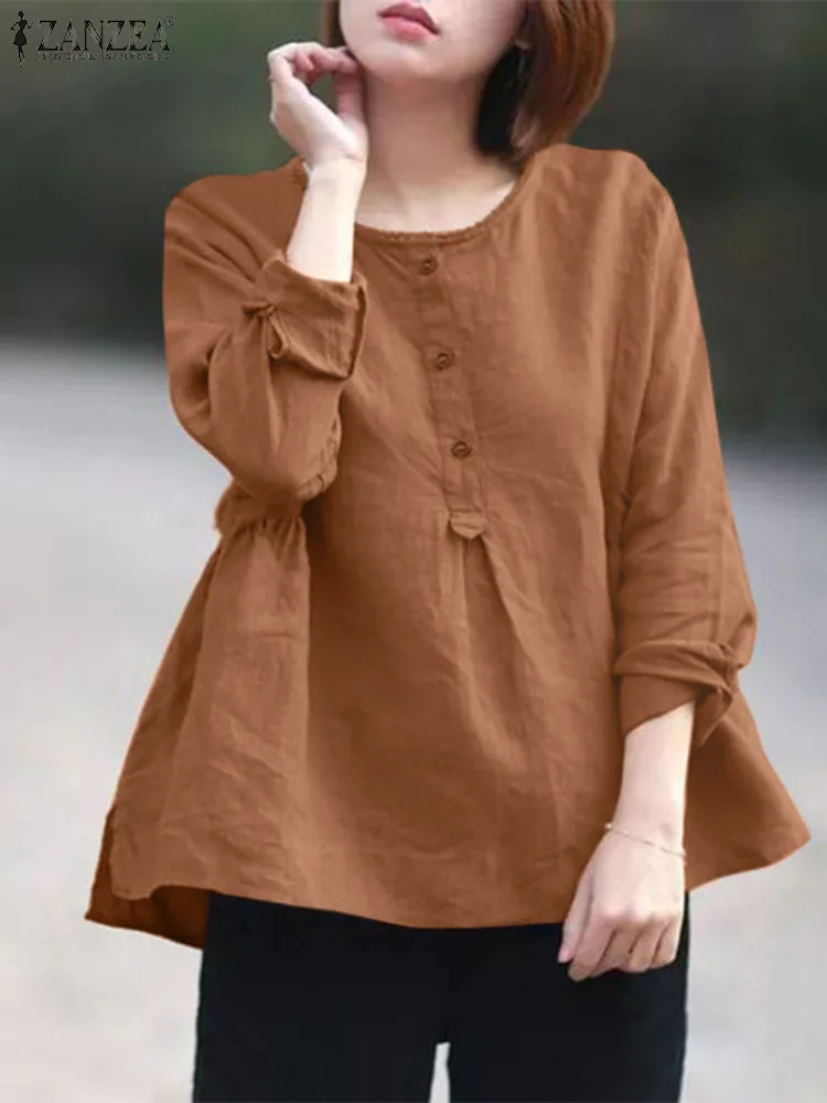 2023 ZANZEA Women Autumn O Neck Long Sleeve Casual Shirt Vintage Solid Blouse Fashion Cotton Blusas Chemise Tunic Tops Oversize
2023 ZANZEA Women Autumn O Neck Long Sleeve Casual Shirt Vintage Solid Blouse Fashion Cotton Blusas Chemise Tunic Tops Oversize