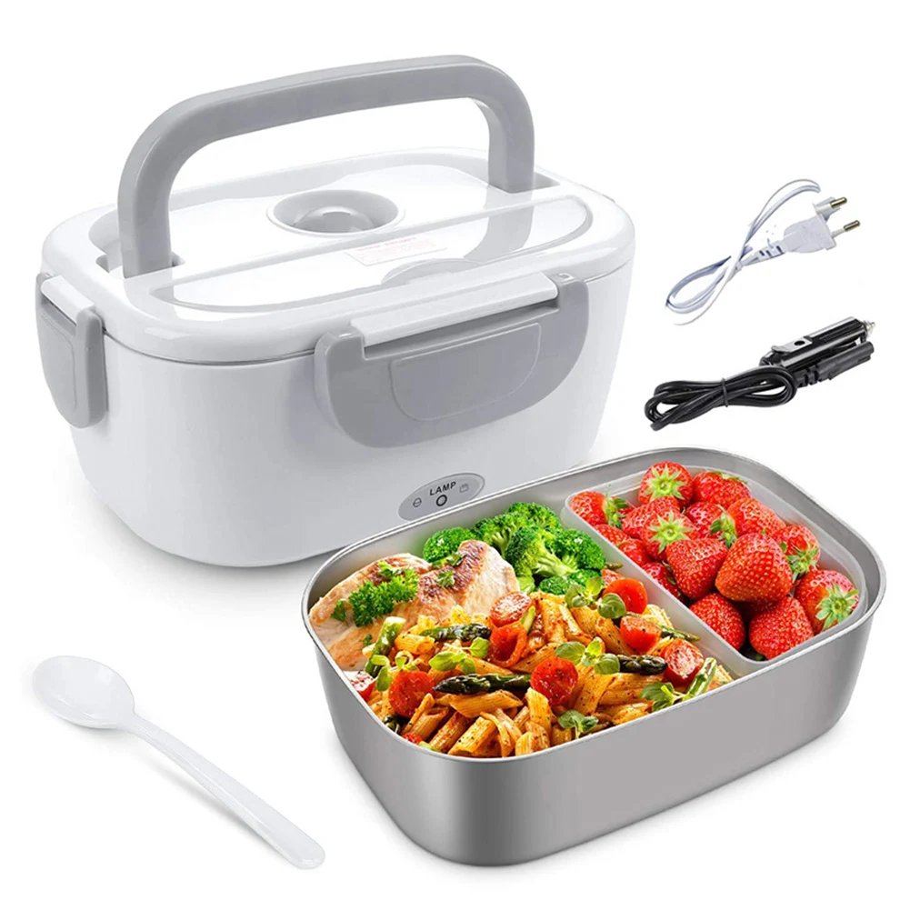 55W Electric Lunch Box for Home Car Portable PTC Heating Food Warmer with Stainless Steel Container & Spoon & 2Power Cord
55W Electric Lunch Box for Home Car Portable PTC Heating Food Warmer with Stainless Steel Container & Spoon & 2Power Cord