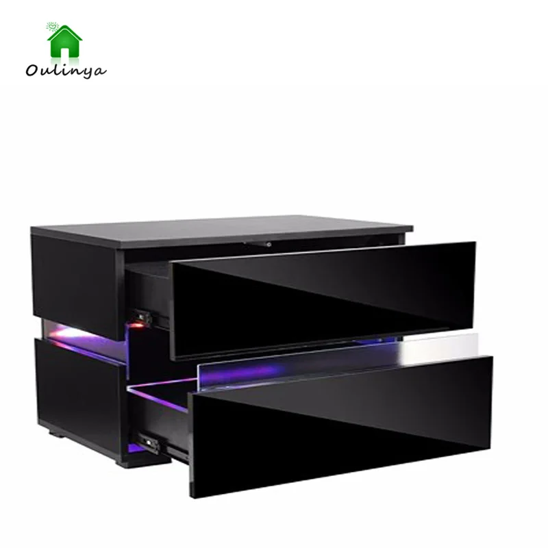 Modern LED Bedside Table High Gloss RGB Coffee Tables with 2 Drawers Sofa Side File Cabinet Storage Chest Table 60*39*45cm
Modern LED Bedside Table High Gloss RGB Coffee Tables with 2 Drawers Sofa Side File Cabinet Storage Chest Table 60*39*45cm