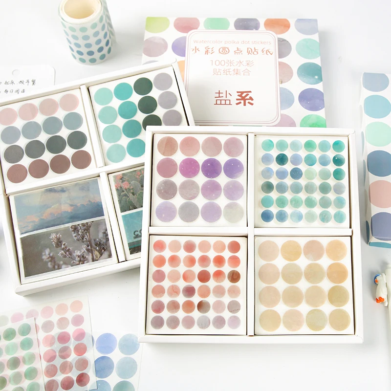 100sheets Watercolor Polka Dot Sticker Bullet Journaling Accessories Scrapbooking DIY Color Label Washi Sticker Stationery Gift
100sheets Watercolor Polka Dot Sticker Bullet Journaling Accessories Scrapbooking DIY Color Label Washi Sticker Stationery Gift
